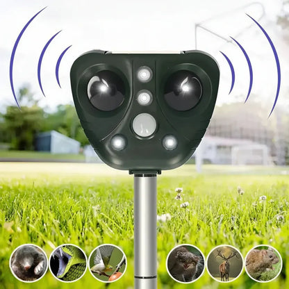 Solar-Powered Ultrasonic Garden Bird & Pest Deterrent for Outdoor Yards