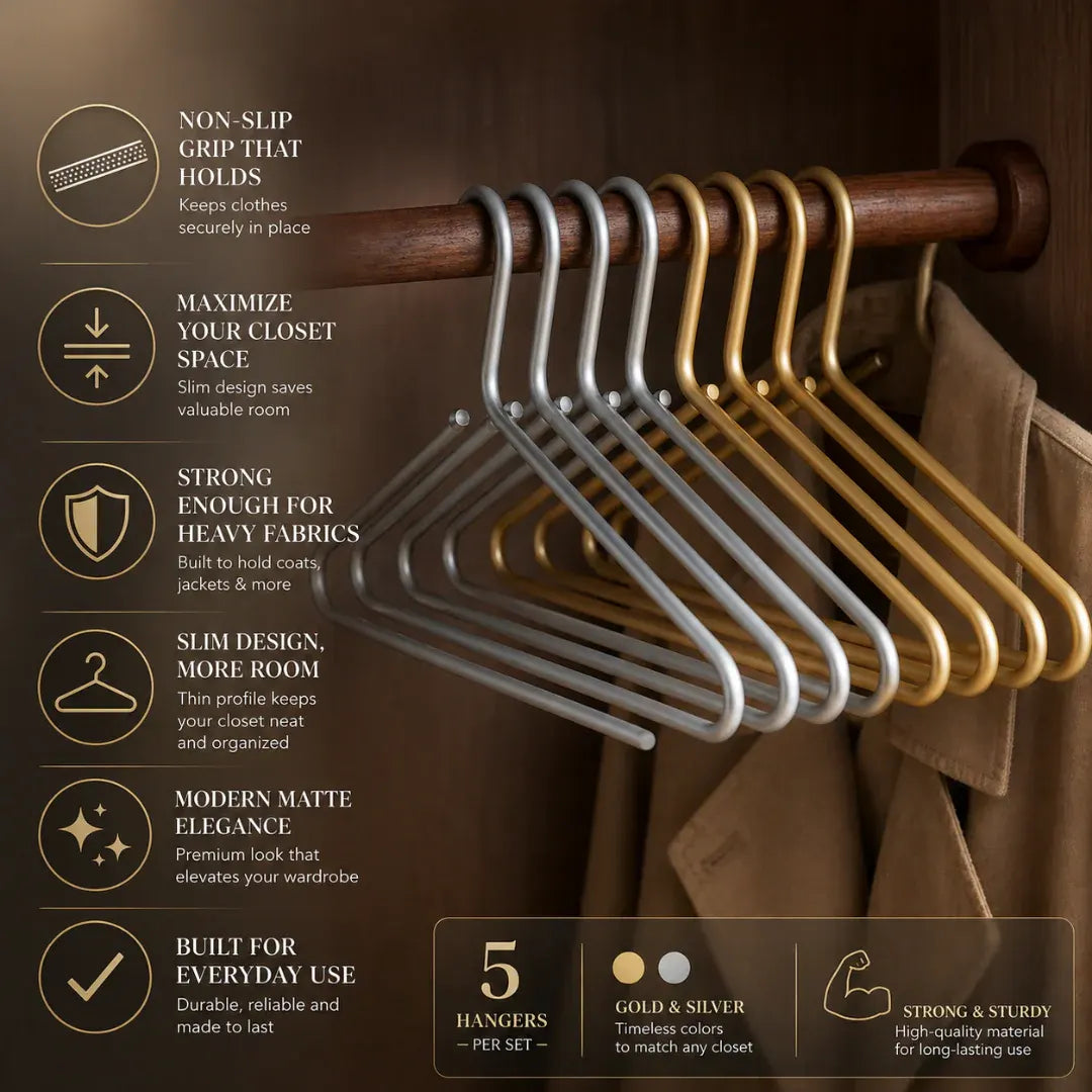 Space-Saving Heavy Duty Clothing Hanger Set for Women's Wardrobe Organization