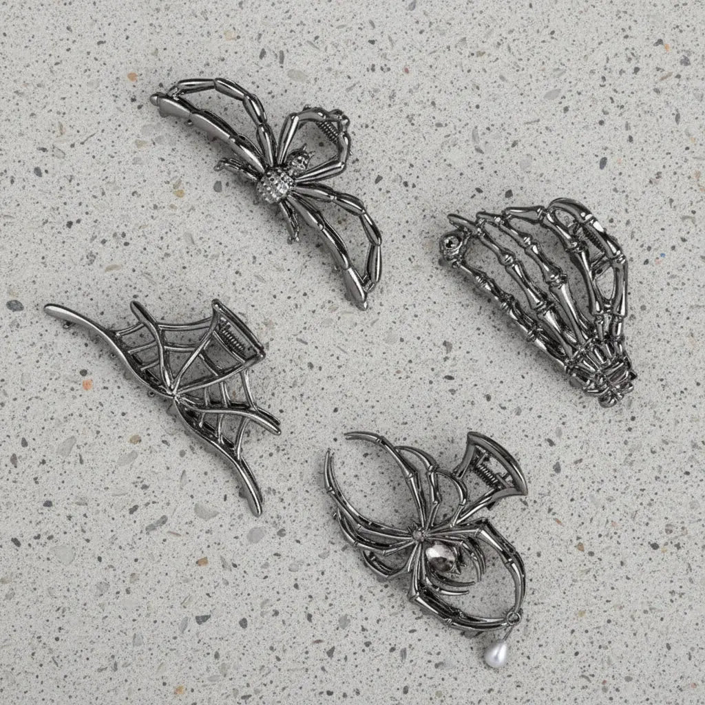 Spider & Bat Design Hair Clips for Halloween