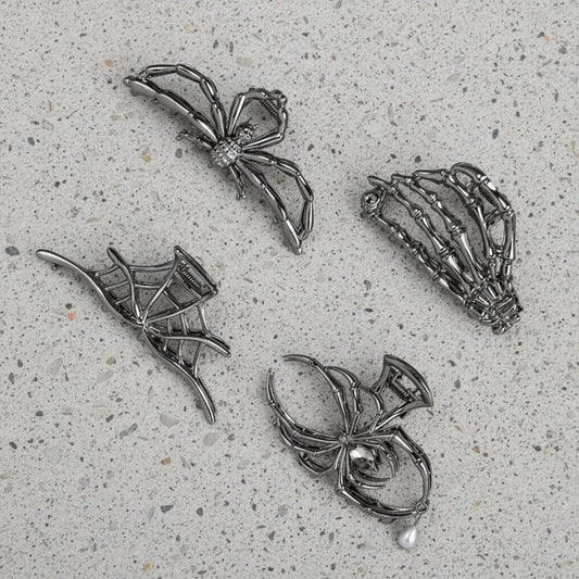 Spider & Bat Design Hair Clips for Halloween