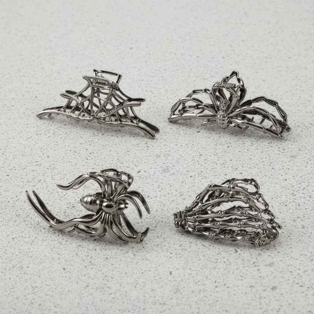 Spider & Bat Design Hair Clips for Halloween