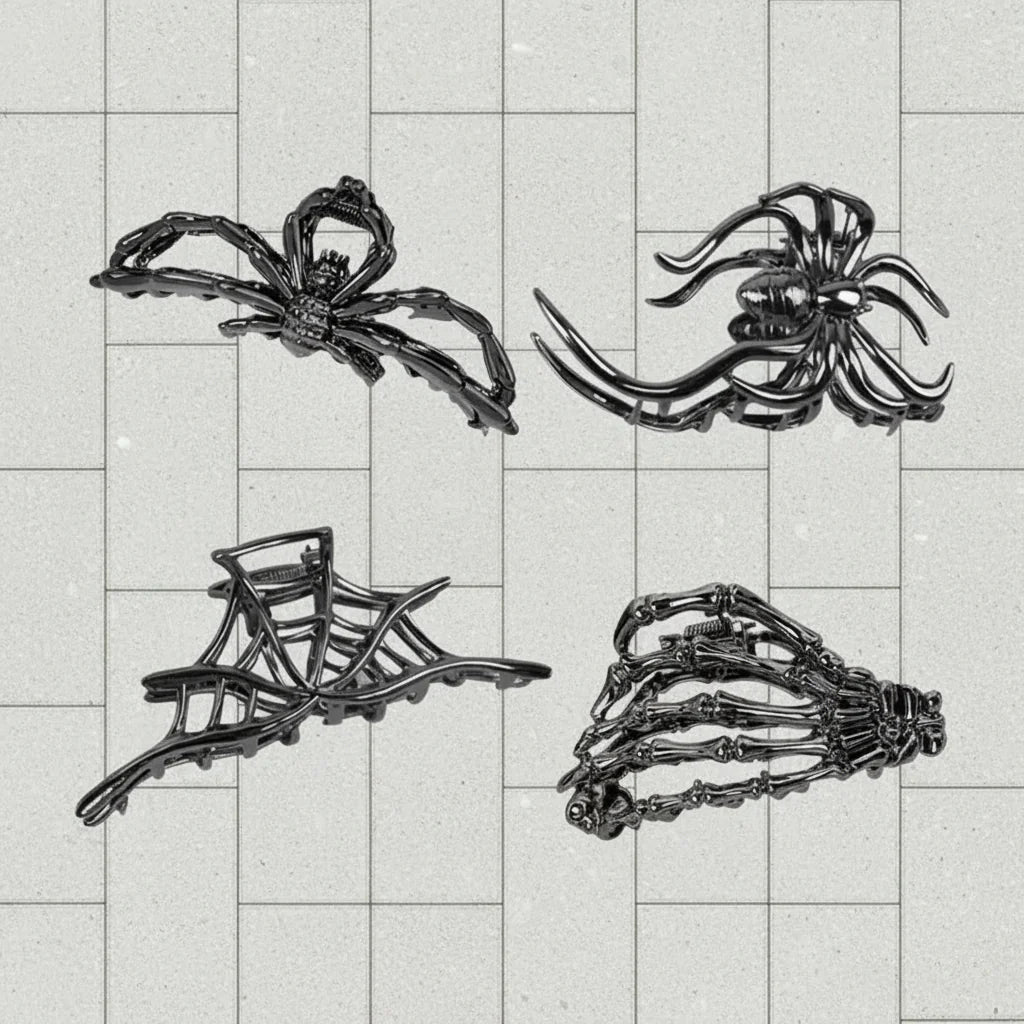 Spider & Bat Design Hair Clips for Halloween