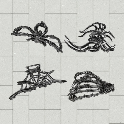 Spider & Bat Design Hair Clips for Halloween