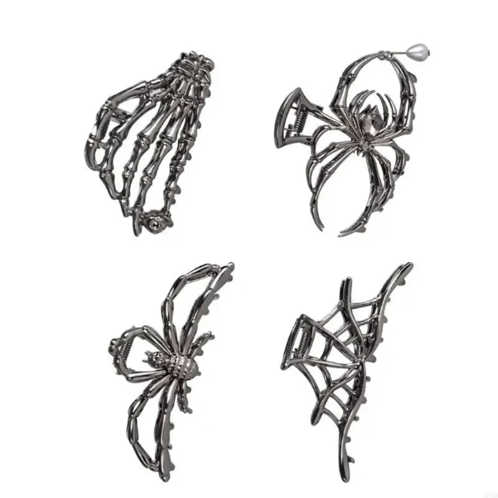 Spider & Bat Design Hair Clips for Halloween