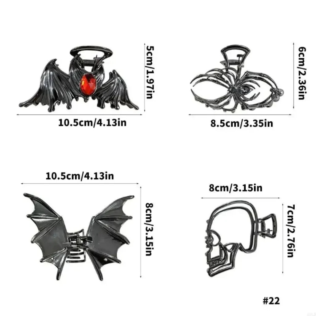Spider & Bat Design Hair Clips for Halloween
