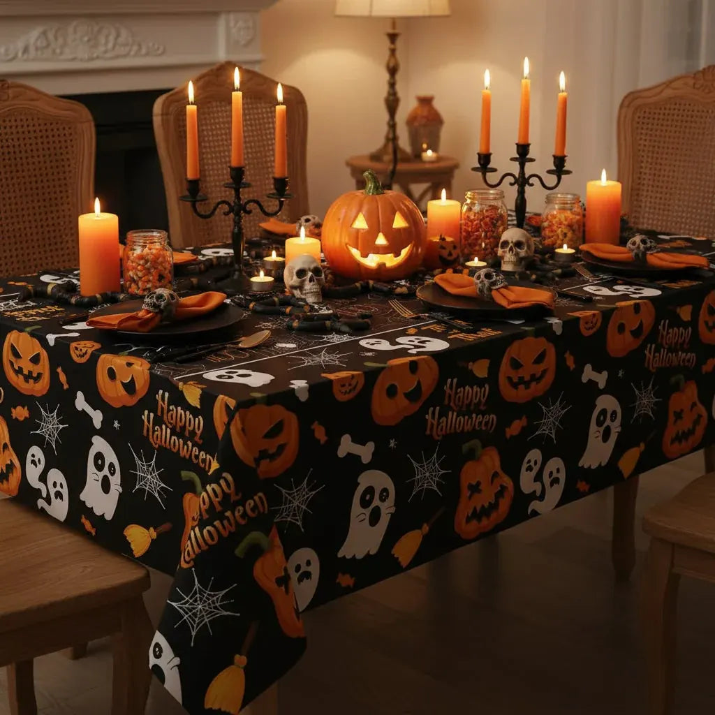 Spiderweb Print Halloween Party Tablecloth Decor
