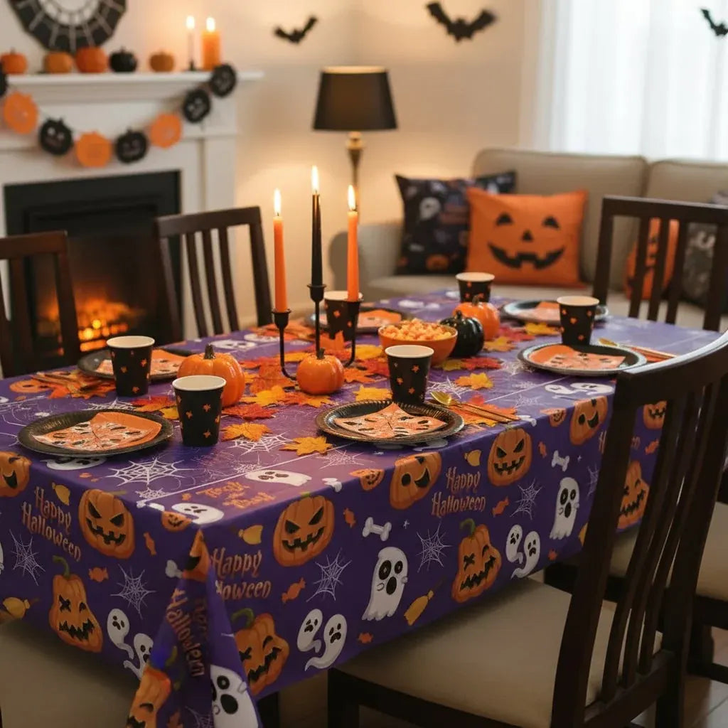 Spiderweb Print Halloween Party Tablecloth Decor
