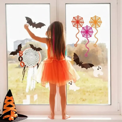 Spooky Cobweb Halloween Window Hanging Decor Party Kit