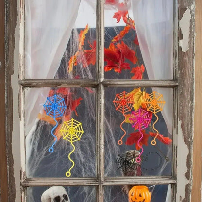 Spooky Cobweb Halloween Window Hanging Decor Party Kit