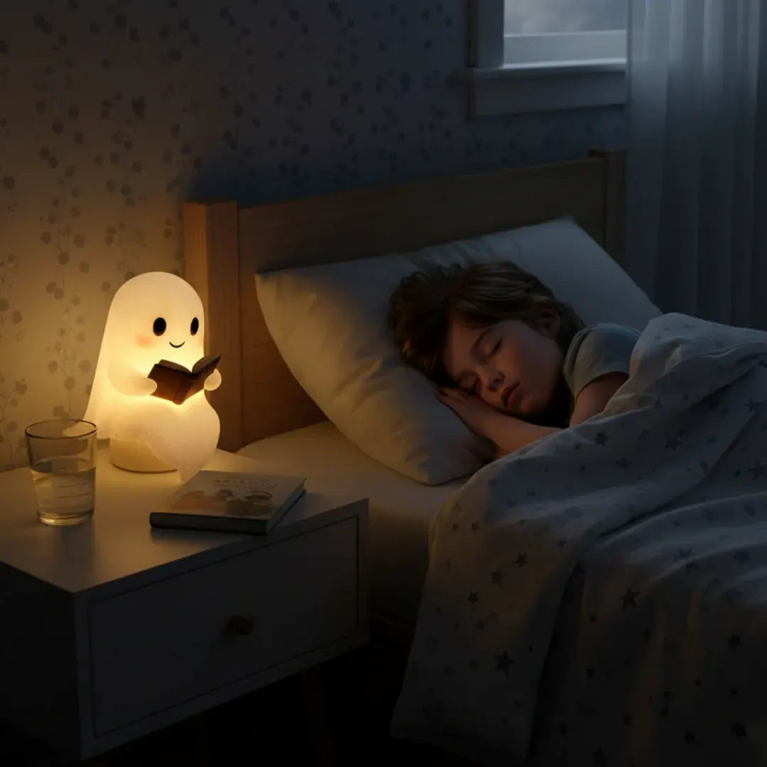 Spooky Ghost LED Bedside Table Lamp with Warm Night Light