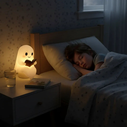 Spooky Ghost LED Bedside Table Lamp with Warm Night Light