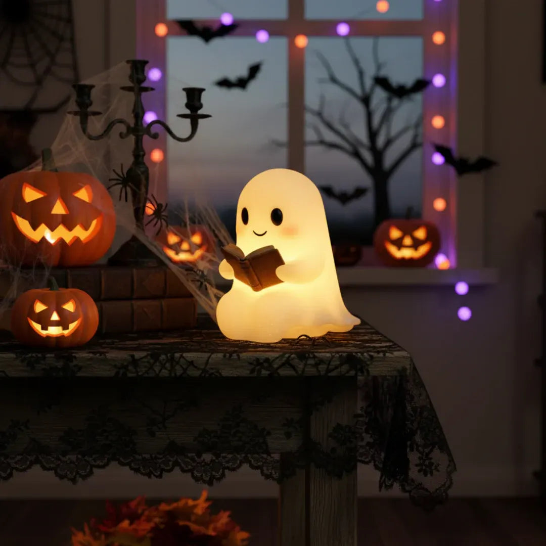 Spooky Ghost LED Bedside Table Lamp with Warm Night Light