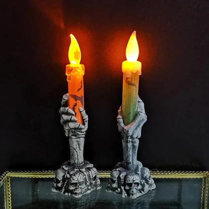 Spooky Skull-Shaped Candle Holder for Halloween Decor