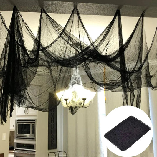 Spooky Spider Web Mesh Halloween Decor