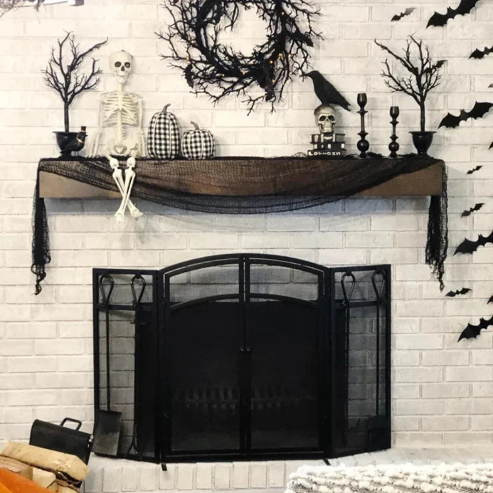 Spooky Spider Web Mesh Halloween Decor