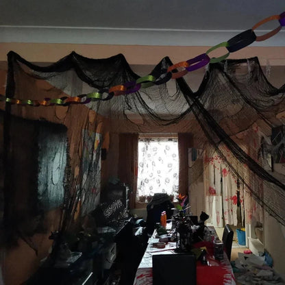 Spooky Spider Web Mesh Halloween Decor