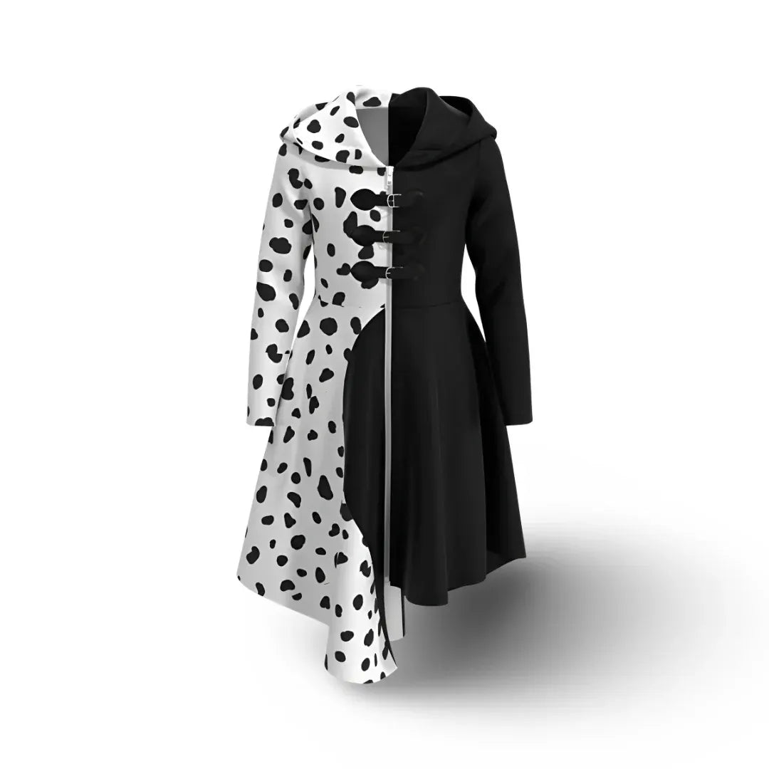 Spotted Print Dress with Cape Cosplay Halloween Outfit