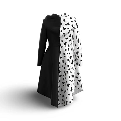 Spotted Print Dress with Cape Cosplay Halloween Outfit