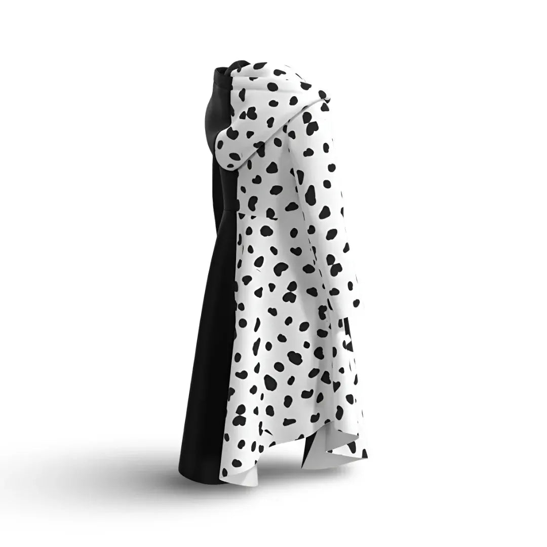 Spotted Print Dress with Cape Cosplay Halloween Outfit