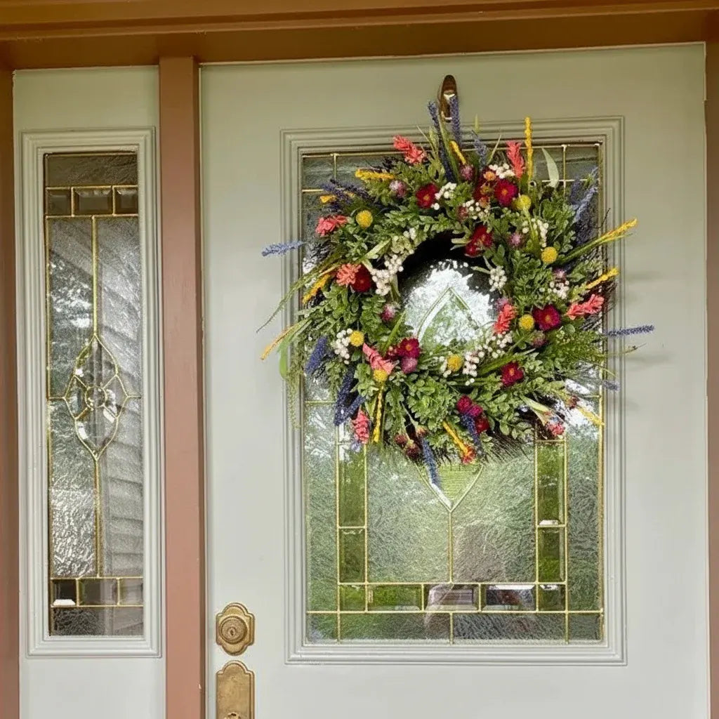Spring Floral Front Door Wreath Seasonal Home Decor