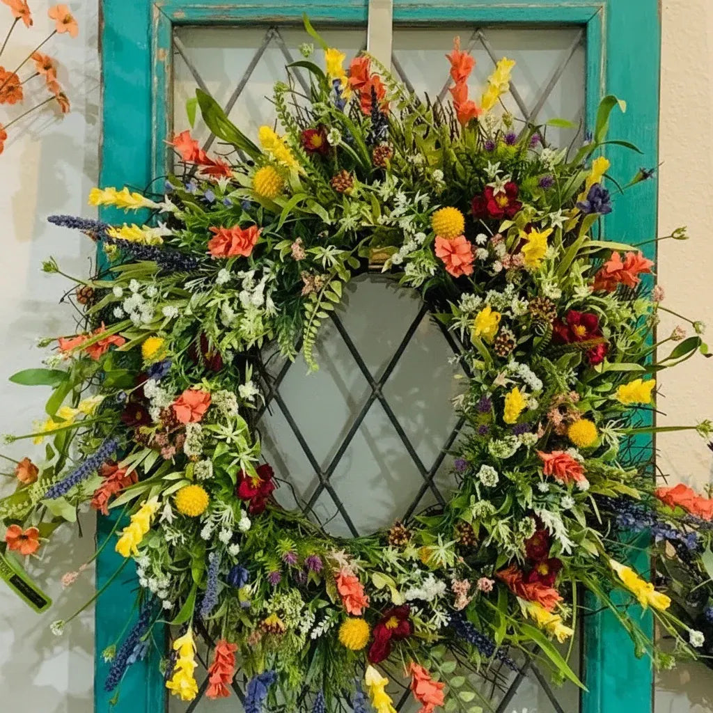 Spring Floral Front Door Wreath Seasonal Home Decor