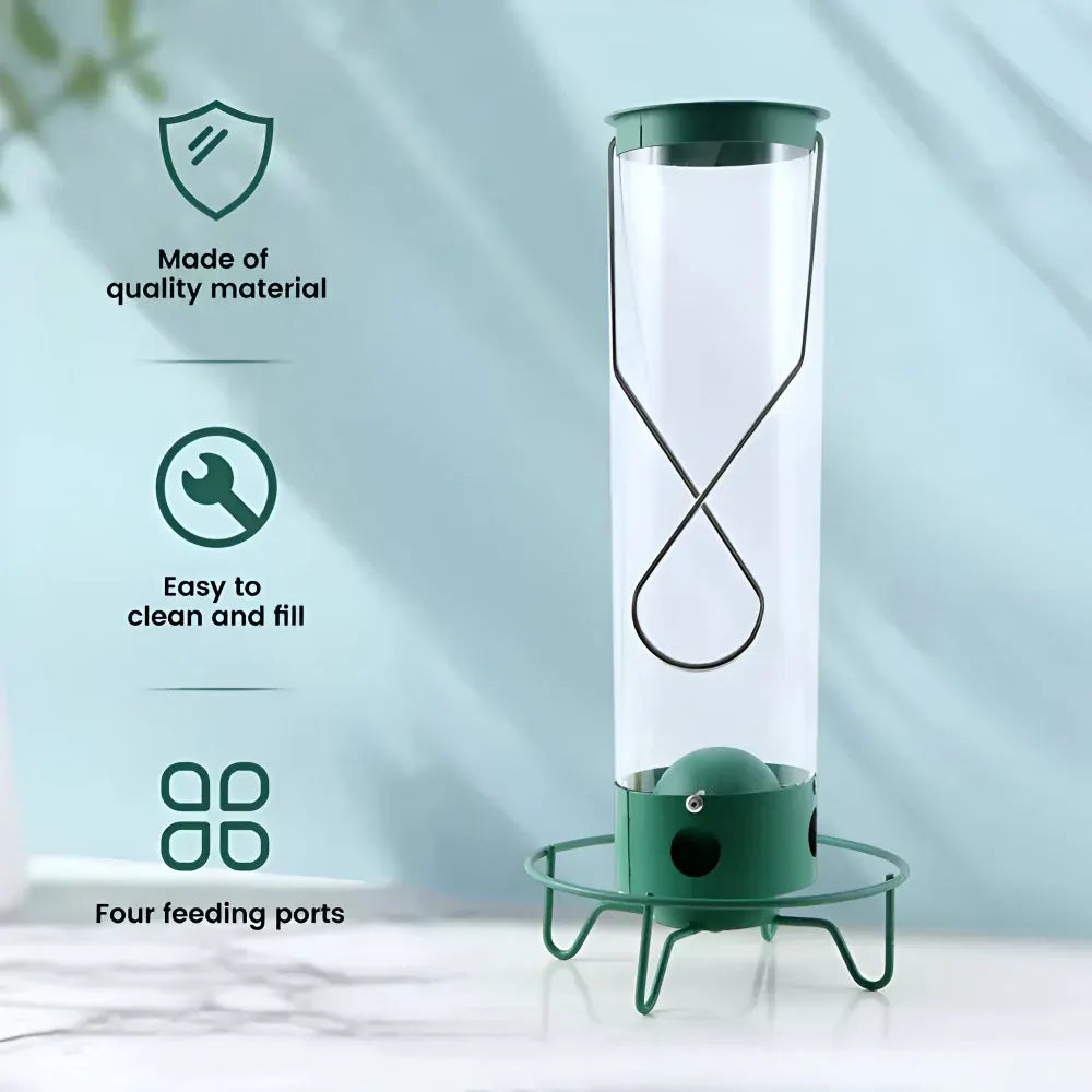 Squirrel-Resistant Metal Hanging Tube Bird Feeder for Outdoor Backyard