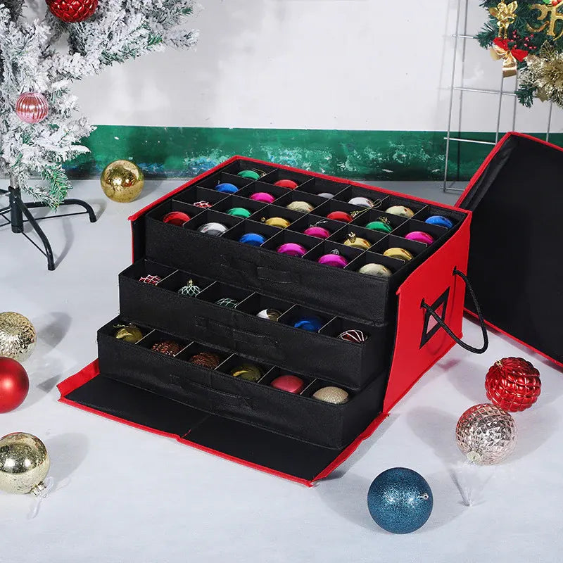 Stackable Christmas Ornament Storage Box with Divided Trays