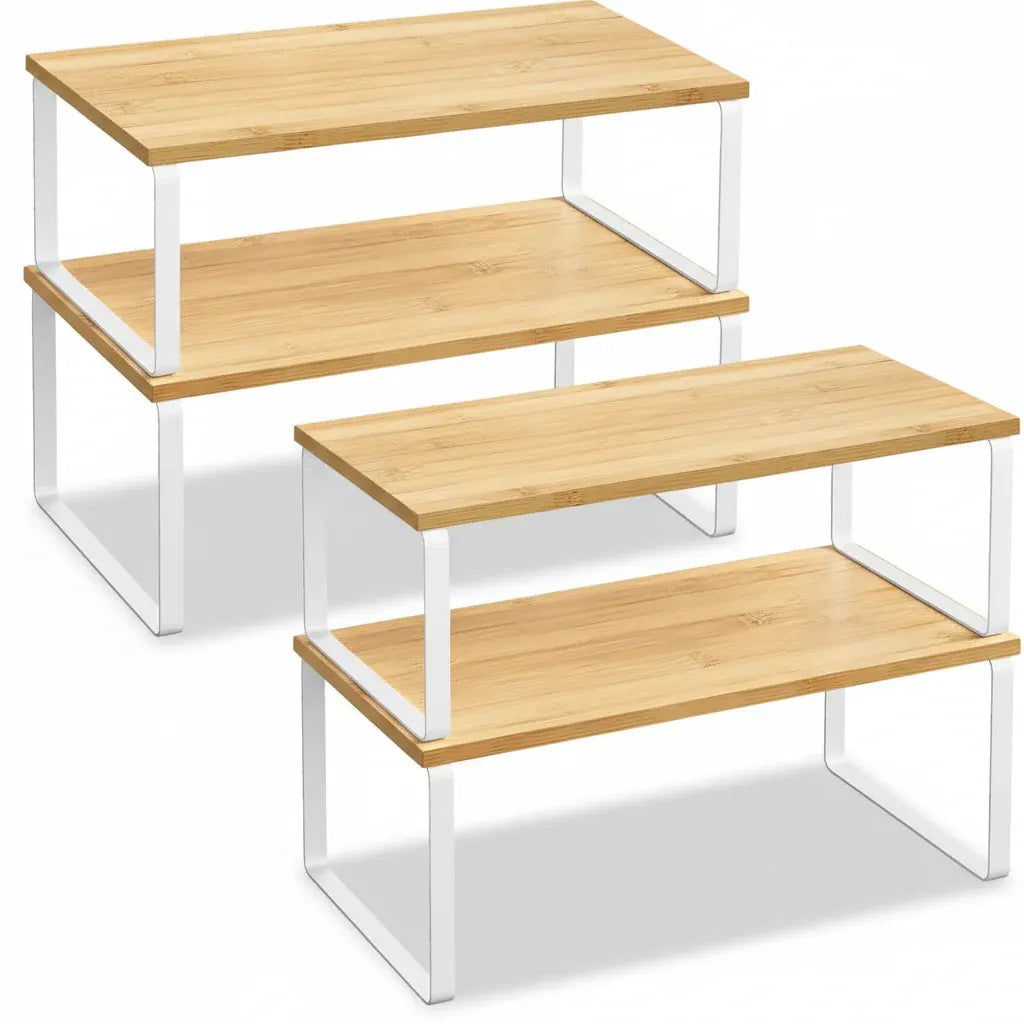 Stackable Metal Cabinet Shelf Rack for Kitchen Storage