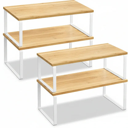 Stackable Metal Cabinet Shelf Rack for Kitchen Storage