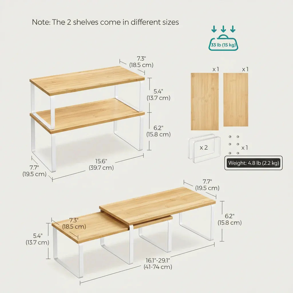 Stackable Metal Cabinet Shelf Rack for Kitchen Storage