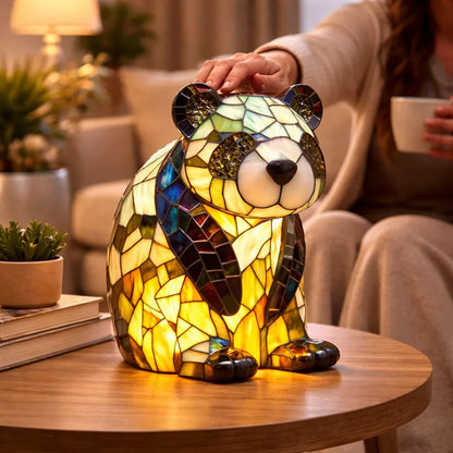 Stained Glass Animal Accent LED Table Lamp for Bedroom Decor