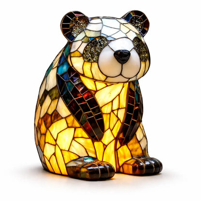 Stained Glass Animal Accent LED Table Lamp for Bedroom Decor