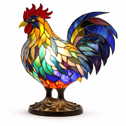 Stained Glass Animal Accent LED Table Lamp for Bedroom Decor
