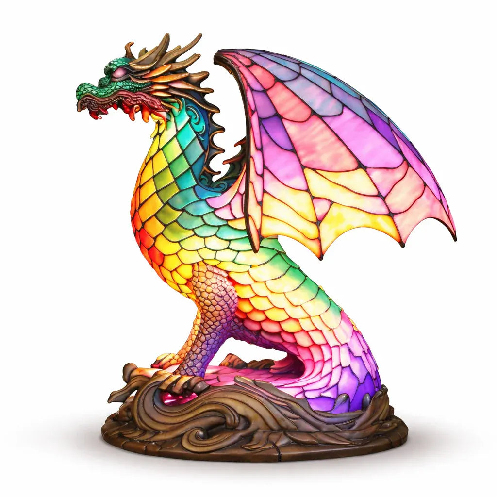 Stained Glass Animal Accent LED Table Lamp for Bedroom Decor