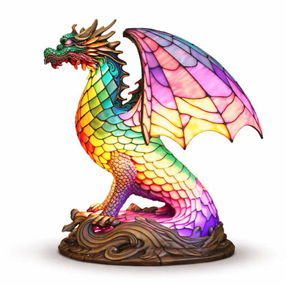 Stained Glass Animal Accent LED Table Lamp for Bedroom Decor