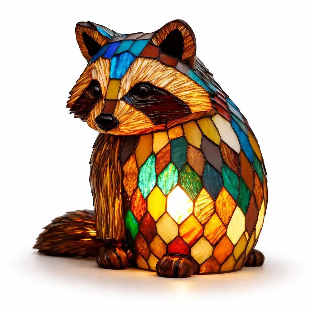 Stained Glass Animal Accent LED Table Lamp for Bedroom Decor