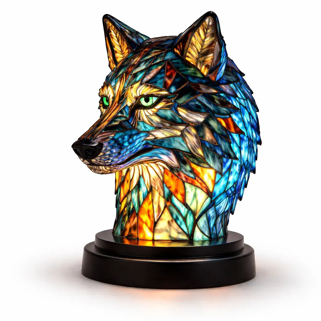 Stained Glass Animal Accent LED Table Lamp for Bedroom Decor