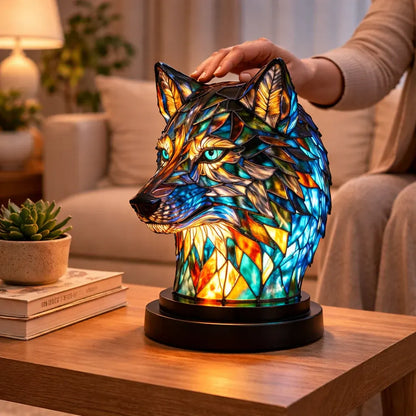 Stained Glass Animal Accent LED Table Lamp for Bedroom Decor