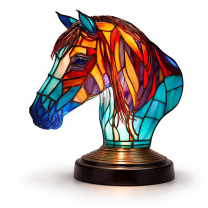 Stained Glass Animal Accent LED Table Lamp for Bedroom Decor