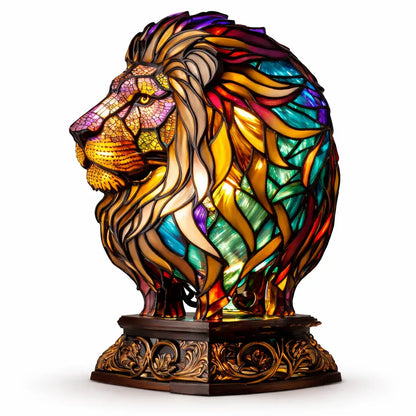 Stained Glass Animal Accent LED Table Lamp for Bedroom Decor