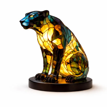 Stained Glass Animal Accent LED Table Lamp for Bedroom Decor