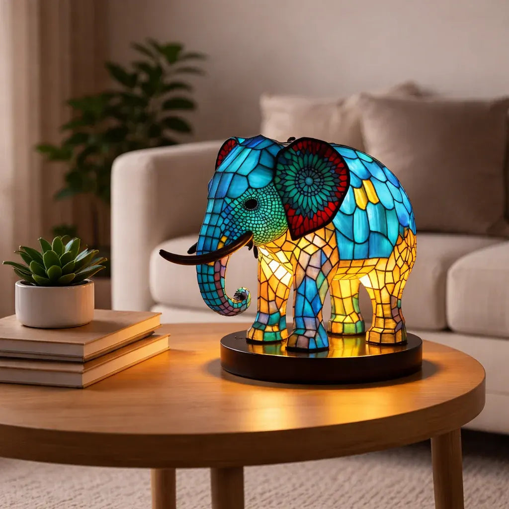 Stained Glass Style LED Animal Accent Table Lamp