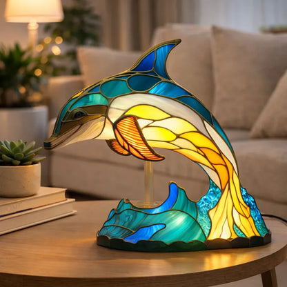 Stained Glass Style LED Animal Accent Table Lamp