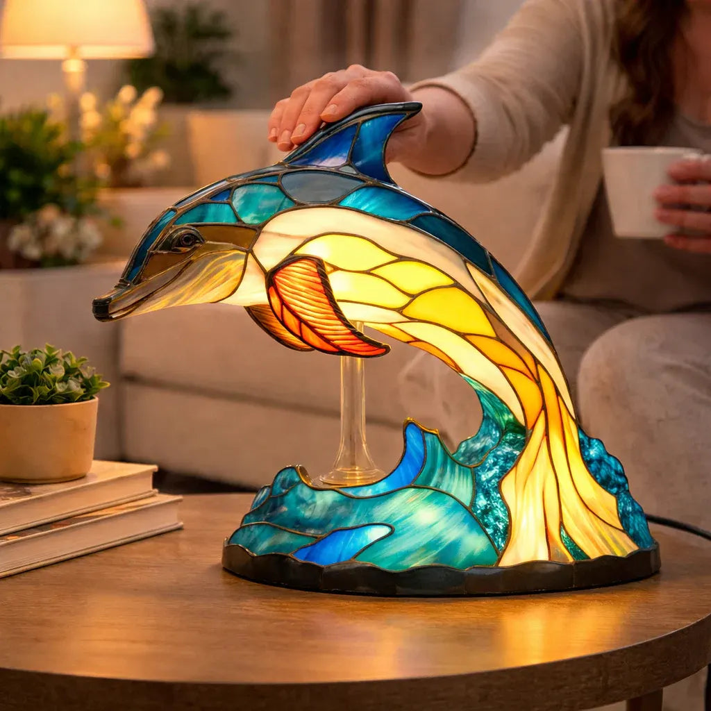 Stained Glass Style LED Animal Accent Table Lamp