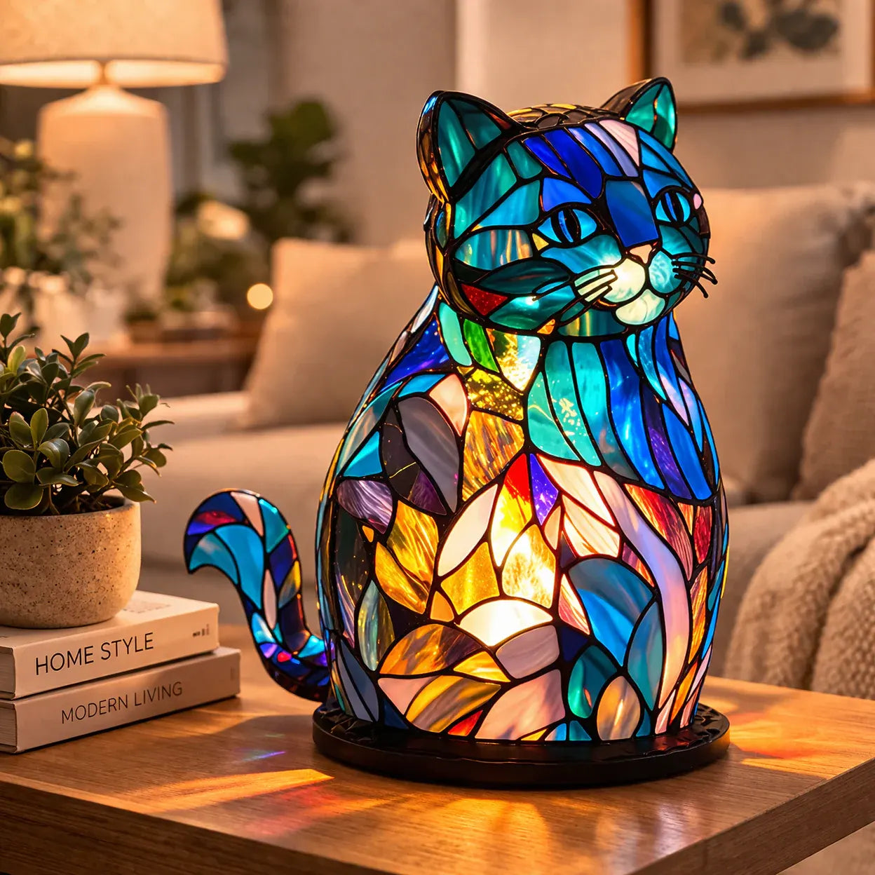 Stained Glass Style LED Animal Accent Table Lamp