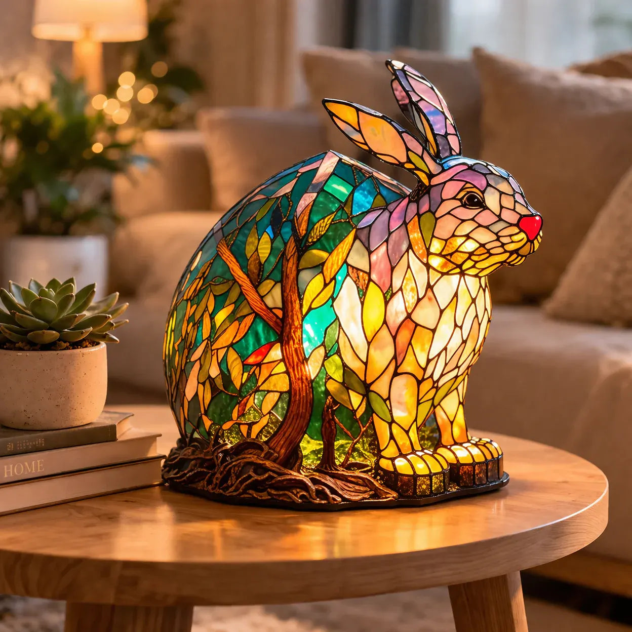 Stained Glass Style LED Animal Accent Table Lamp