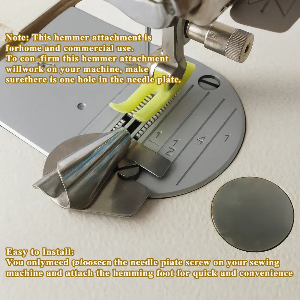 Stainless Steel Rolled Hem Sewing Foot Attachment Set
