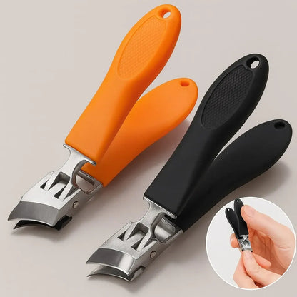 Stainless Steel Wide Jaw Nail Clippers with Anti-Splash Catcher Design