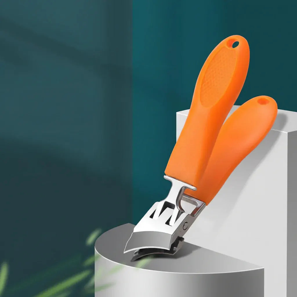 Stainless Steel Wide Jaw Nail Clippers with Anti-Splash Catcher Design