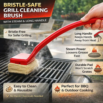 Steam Grill Scrubber Bristle-Free Long Handle Cleaning Brush